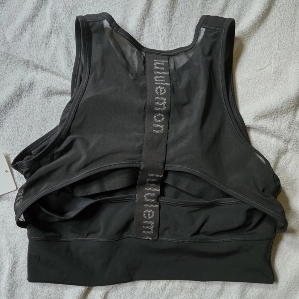 NWT Lululemon Mesh-Back Training Cropped Tank Top -sz 12 Black - Picture 3 of 4